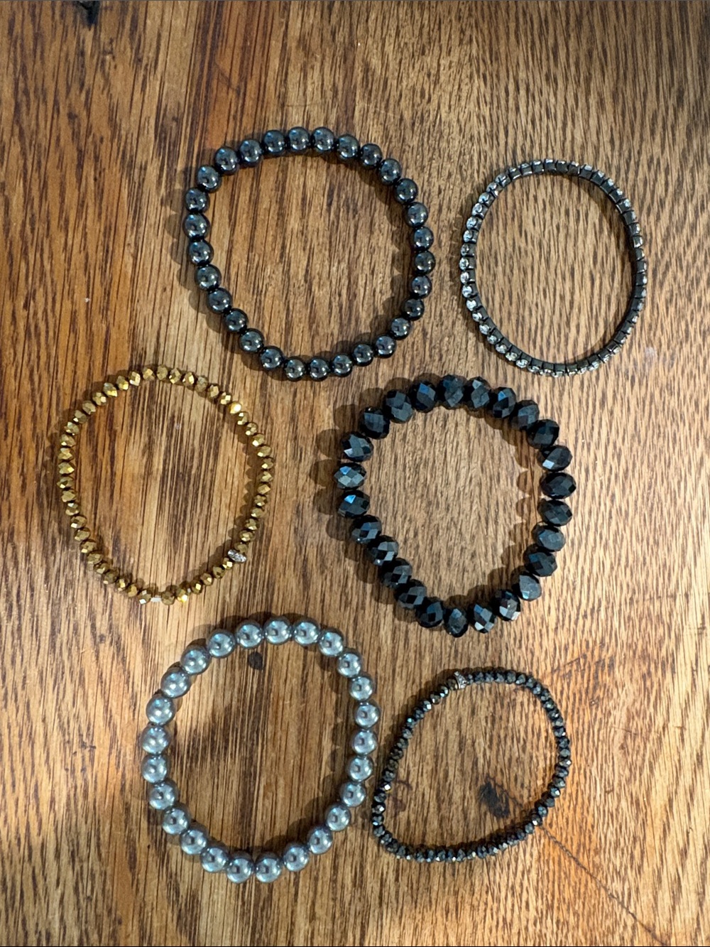 Ann Taylor Black and Gold Multi-Bead Bracelet Set